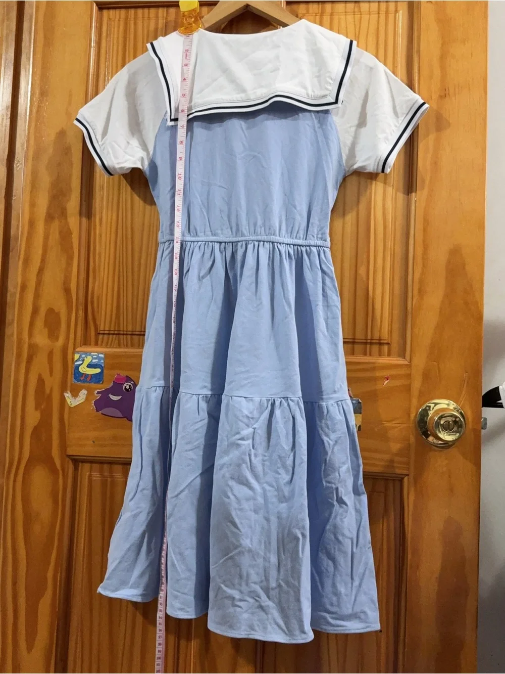 Sailor-Style Light Blue & White Girls' Casual Dress